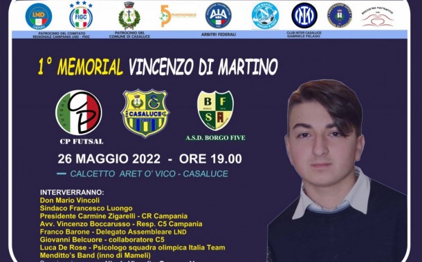 1°Memorial Vincenzo Di Martino, organizzato un Triangolare di Calcio a 5