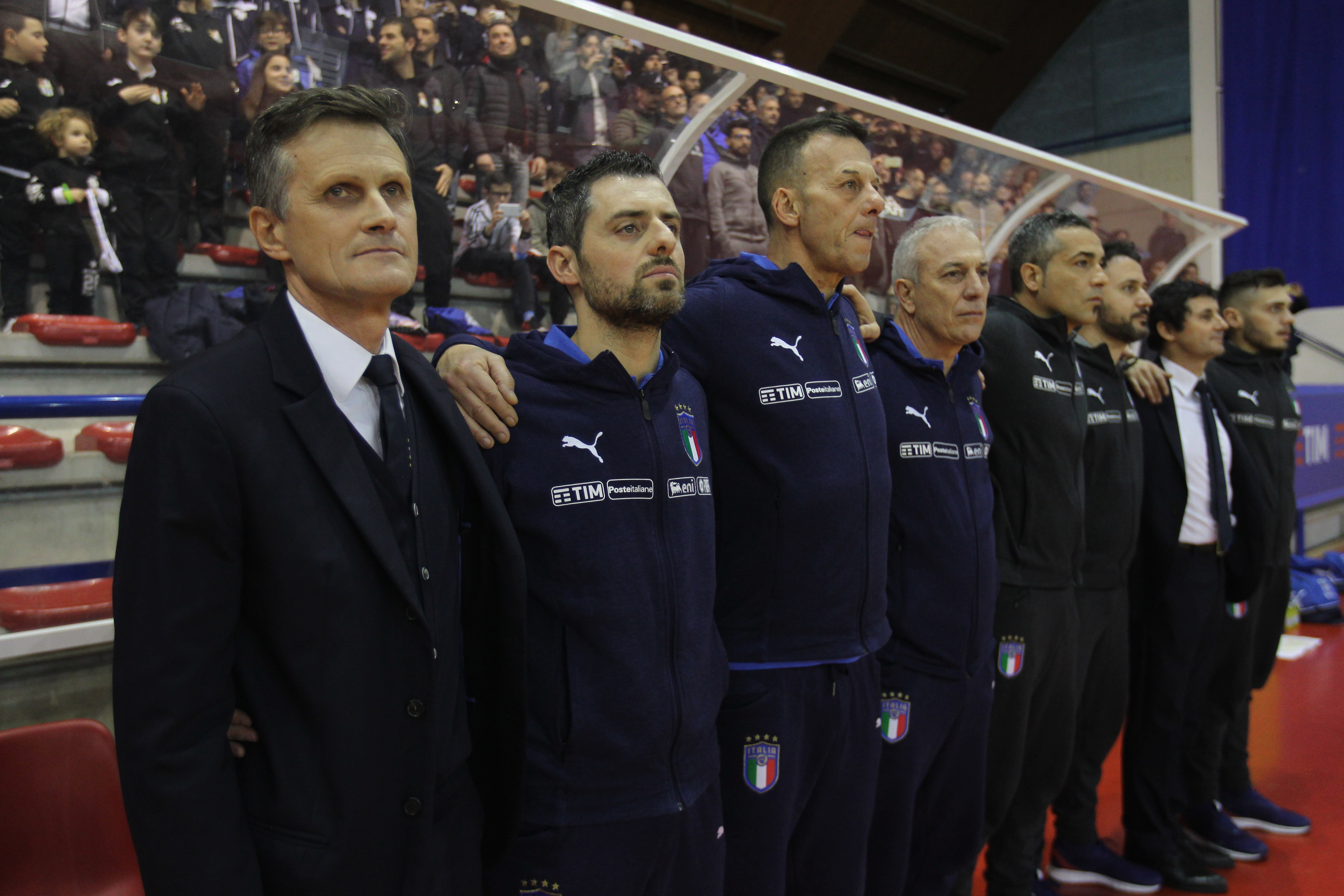 GENZANO DI ROMA, ITALY - JANUARY 22: Italy head coach Roberto Menichelli looks on during the Futsal International Friendly match between Italy and Poland on January 22, 2018 in Genzano di Roma, Italy. (Photo by Paolo Bruno/Getty Images)