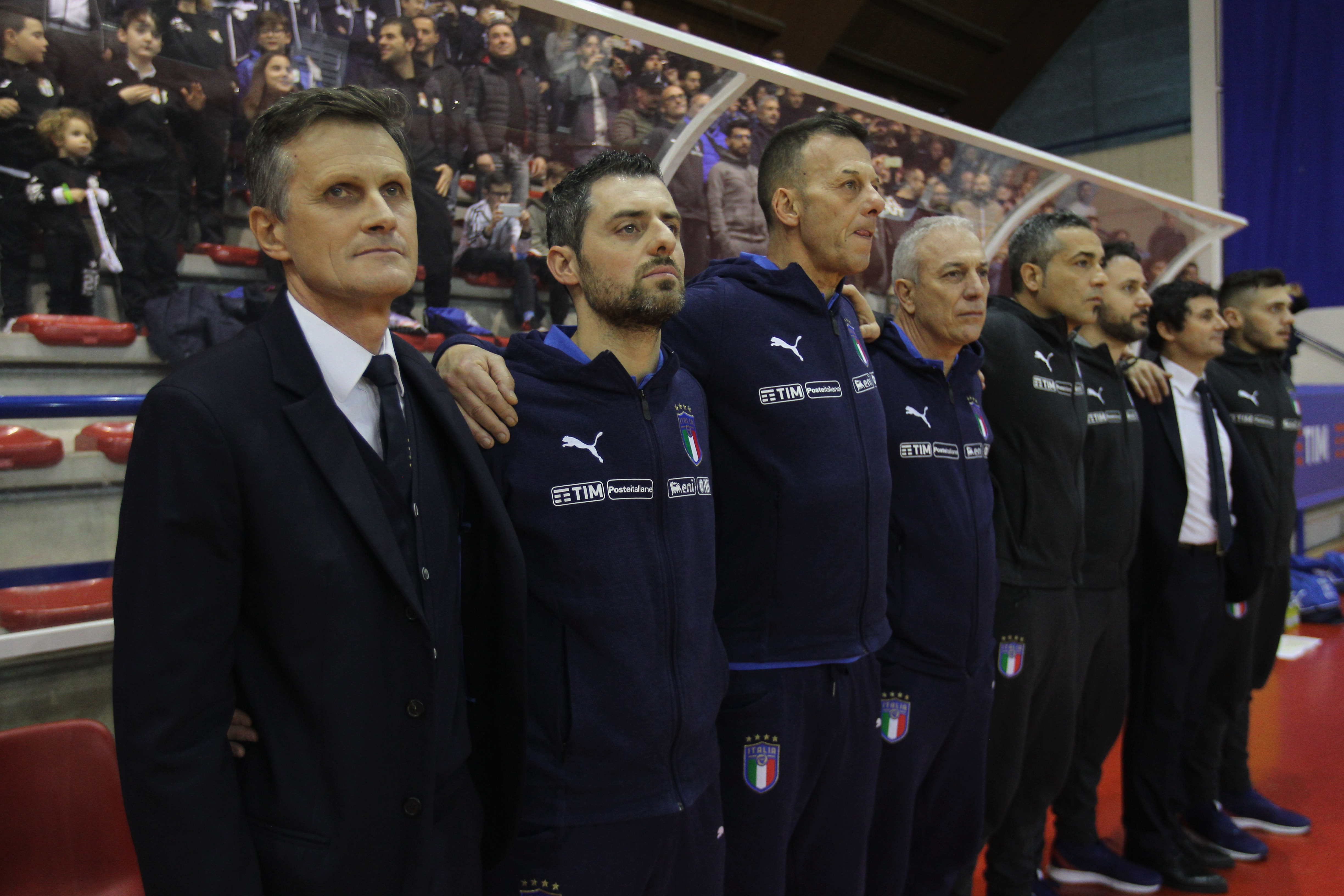 GENZANO DI ROMA, ITALY - JANUARY 22:  Italy head coach Roberto Menichelli looks on during the Futsal International Friendly match between Italy and Poland on January 22, 2018 in Genzano di Roma, Italy.  (Photo by Paolo Bruno/Getty Images)