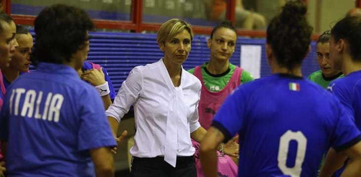 LATINA, ITALY - JUNE 20:  Italy team assistant coach Francesca Salvatore attends the Women Futsal international friendly between Italy and Ukraine on June 20, 2018 in Latina, Italy.  (Photo by Paolo Bruno/Getty Images)