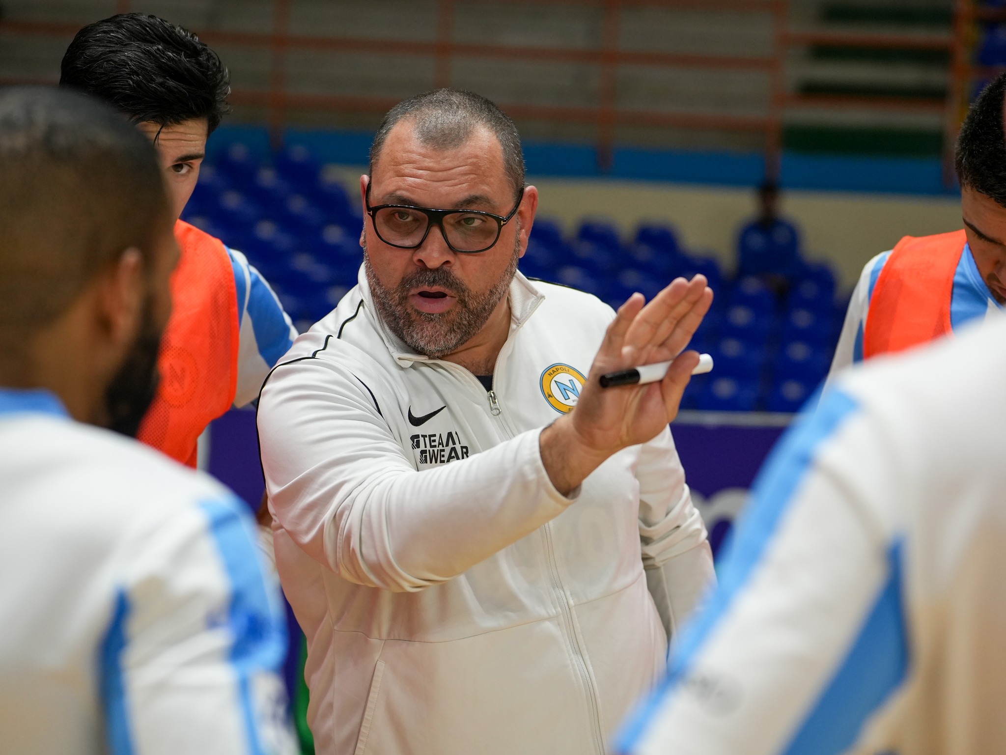 Ciccio Angelini, tecnico Napoli Futsal, in una foto di Scarpa